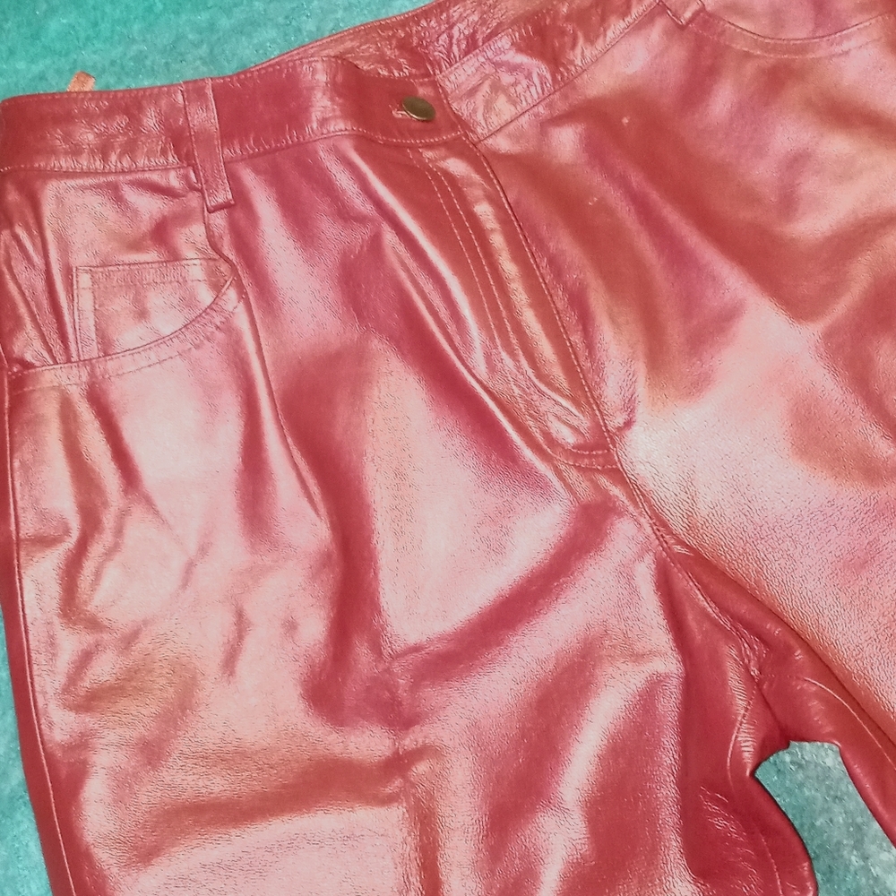 TOWER HILL COLLECTION LEATHER BURGANDY PANTS  PETITE LARGE